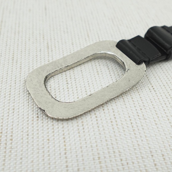 Chicos Belt Womens M-L Black Silver Tone Hook Buckle "Positive Words" Engraved - Picture 10 of 14